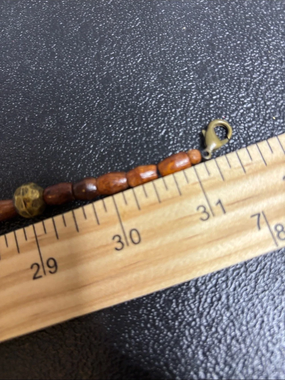 Layered Boho Brown Wooden Bead Necklace with Brass Accents